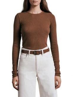 Rag & Bone Essential Rib Long-Sleeve Top Heather Grey
