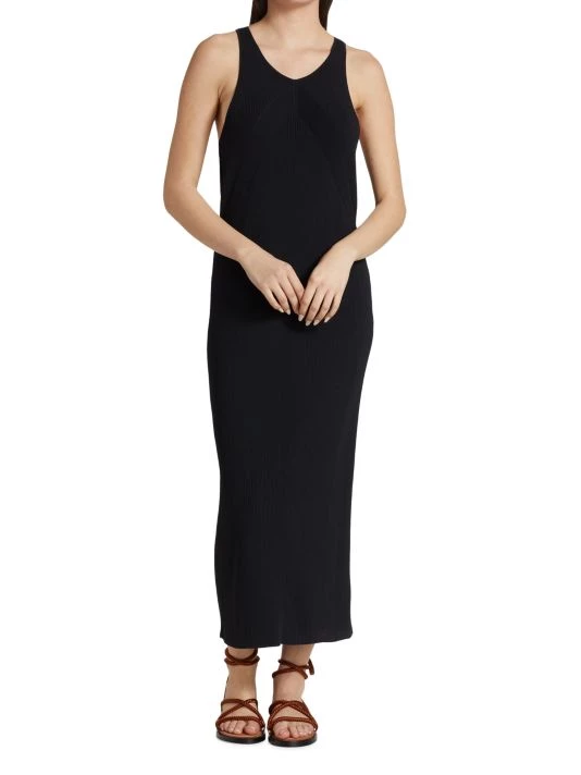Rag & Bone Asher Sleeveless Ribbed Midi-Dress Black 2 Rag & Bone Asher Sleeveless Ribbed Midi-Dress Black - Image 2