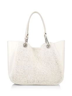 Rag & Bone Mini Revival Summer Straw Tote Antique White
