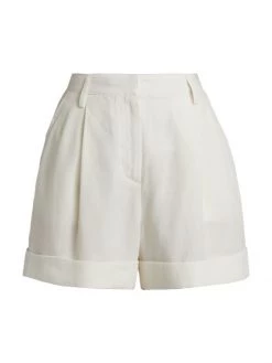 Rag & Bone Ivy Pleated Linen Shorts White
