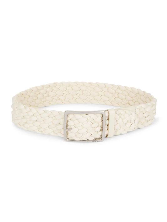 Rag & Bone Jumbo Boyfriend Woven Leather Belt Antique White 3 Rag & Bone Jumbo Boyfriend Woven Leather Belt Antique White - Image 3