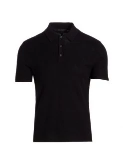 Rag & Bone Harvey Knit Cotton Polo For Men Black