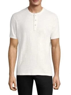 Rag & Bone Textured Slim-fit Short Sleeve Henley T-Shirt For Men White -Rag & bone Sales Shop unnamed file 1863