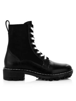 Rag & Bone Shiloh Lace-Up Leather Combat Boots Black