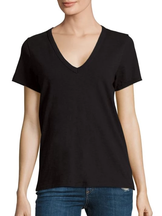 Rag & Bone V-Neck Cotton Tee Black 3 Rag & Bone V-Neck Cotton Tee Black - Image 3