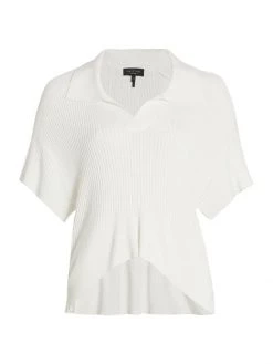 Rag & Bone Dakota Draped Rib-Knit Polo