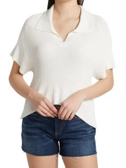 Rag & Bone Dakota Draped Rib-Knit Polo -Rag & bone Sales Shop unnamed file 2383