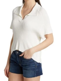 Rag & Bone Dakota Draped Rib-Knit Polo -Rag & bone Sales Shop unnamed file 2384