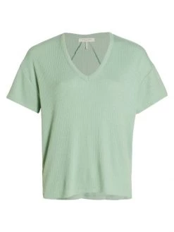 Rag & Bone The Knit Ribbed V-Neck Top Black