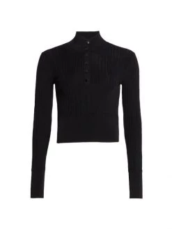 Rag & Bone Esme Ribbed Snap Pullover Black