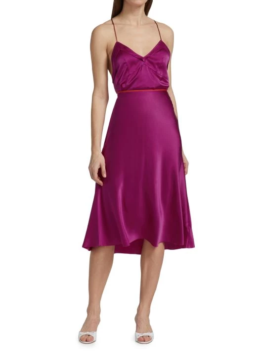 Rag & Bone Jaci Silk Satin Knee-Length Skirt Deep Pink 2 Rag & Bone Jaci Silk Satin Knee-Length Skirt Deep Pink - Image 2