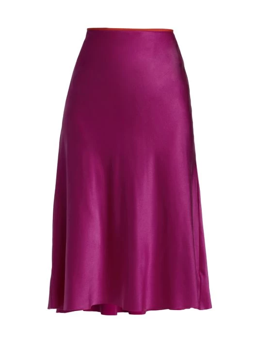 Rag & Bone Jaci Silk Satin Knee-Length Skirt Deep Pink 4 Rag & Bone Jaci Silk Satin Knee-Length Skirt Deep Pink - Image 4
