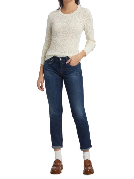 Rag & Bone Perry Long Sleeve Lace T-Shirt Ivory 2 Rag & Bone Perry Long Sleeve Lace T-Shirt Ivory - Image 2