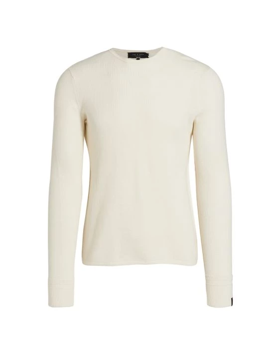 Rag & Bone Collin Pique Crewneck Sweater For Men Light Dove 3 Rag & Bone Collin Pique Crewneck Sweater For Men Light Dove - Image 3