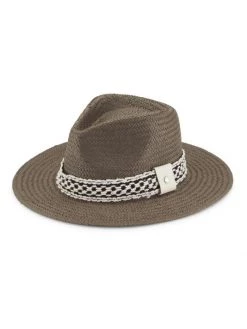Rag & Bone Net Band Woven Straw Packable Fedora Safari