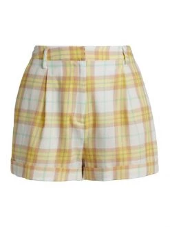 Rag & Bone Ivy Pleated Plaid Shorts