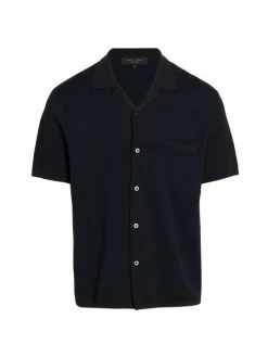 Rag & Bone Avery Herringbone Snap-Front Shirt For Men Black Navy -Rag & bone Sales Shop unnamed file 617