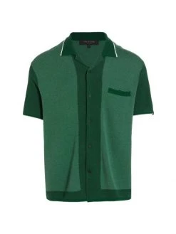 Rag & Bone Avery Herringbone Snap-Front Shirt For Men Black Navy -Rag & bone Sales Shop unnamed file 618