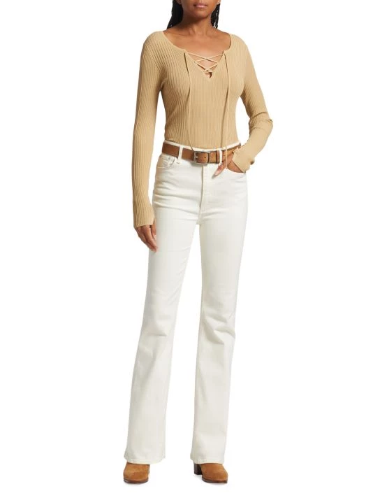 Rag & Bone Carrie Ribbed Lace-Up Sweater Khaki 2 Rag & Bone Carrie Ribbed Lace-Up Sweater Khaki - Image 2