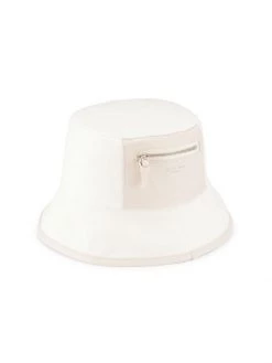 Rag & Bone Ellis Leather-Trimmed Canvas Bucket Hat Antique White
