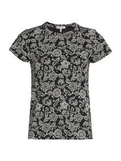 Rag & Bone Floral T-Shirt Black White