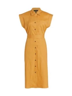 Rag & Bone Helena Belted Cap-Sleeve Shirtdress